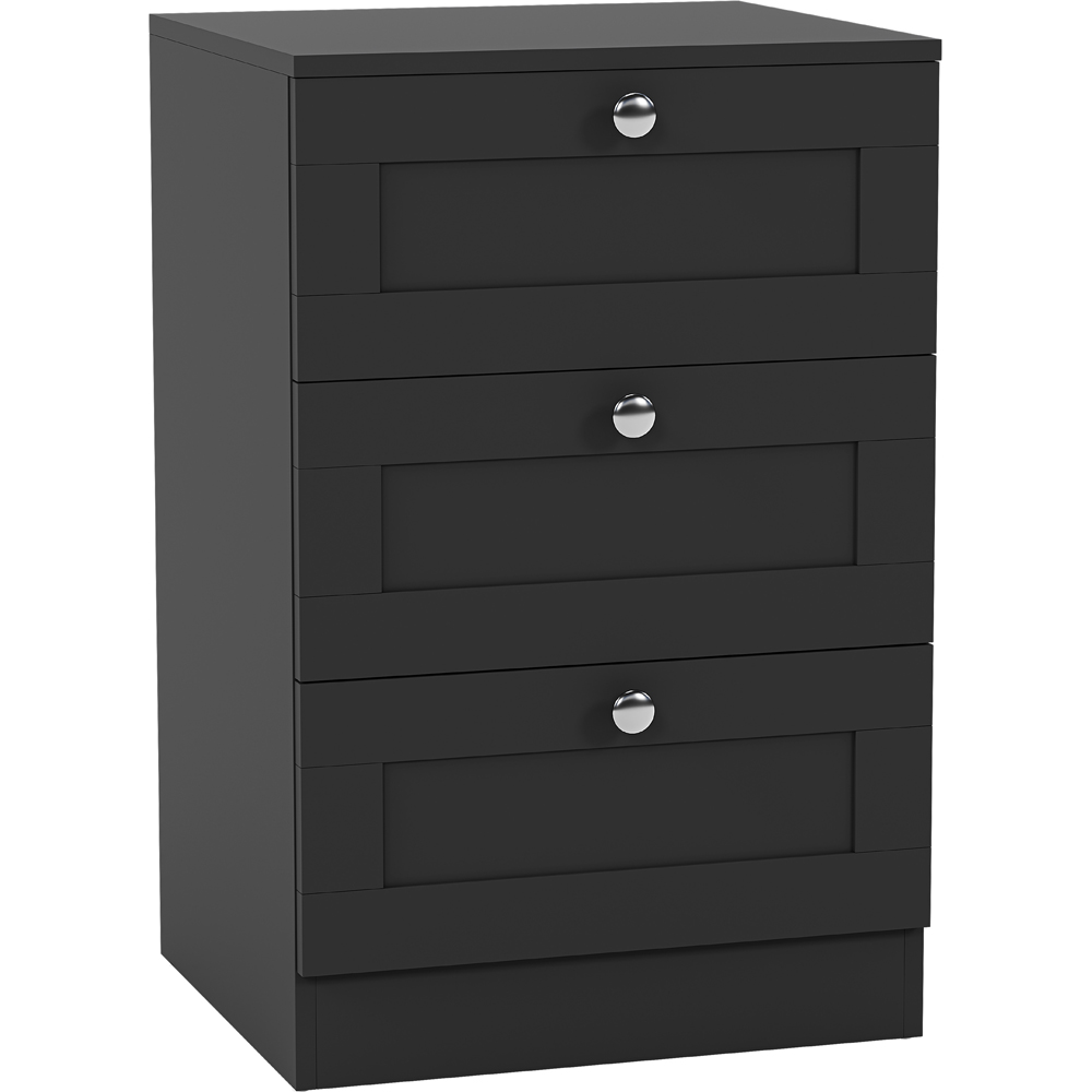 VIDA DESIGNS Altino 3 Drawer Black Shaker-Style Bedside Chest Image 2