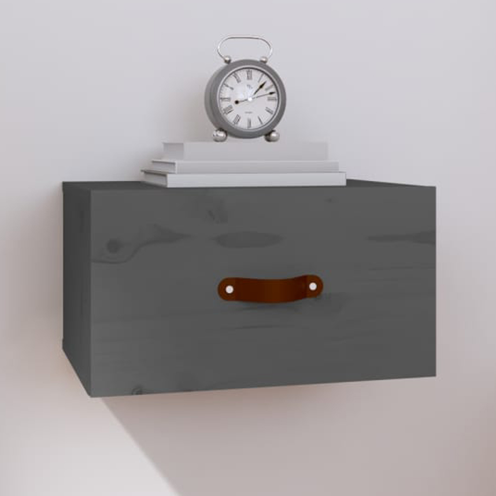 vidaXL Single Drawer Grey Wall Mounted Bedside Table Image 1
