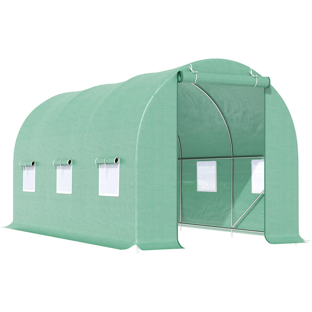Outsunny Green PE 6 x 14.5ft Walk In Polytunnel Greenhouse Image 1