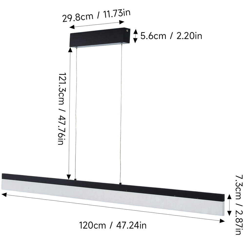 Living and Home 120cm Black LED Adjustable Chandelier with Remote Control Image 8