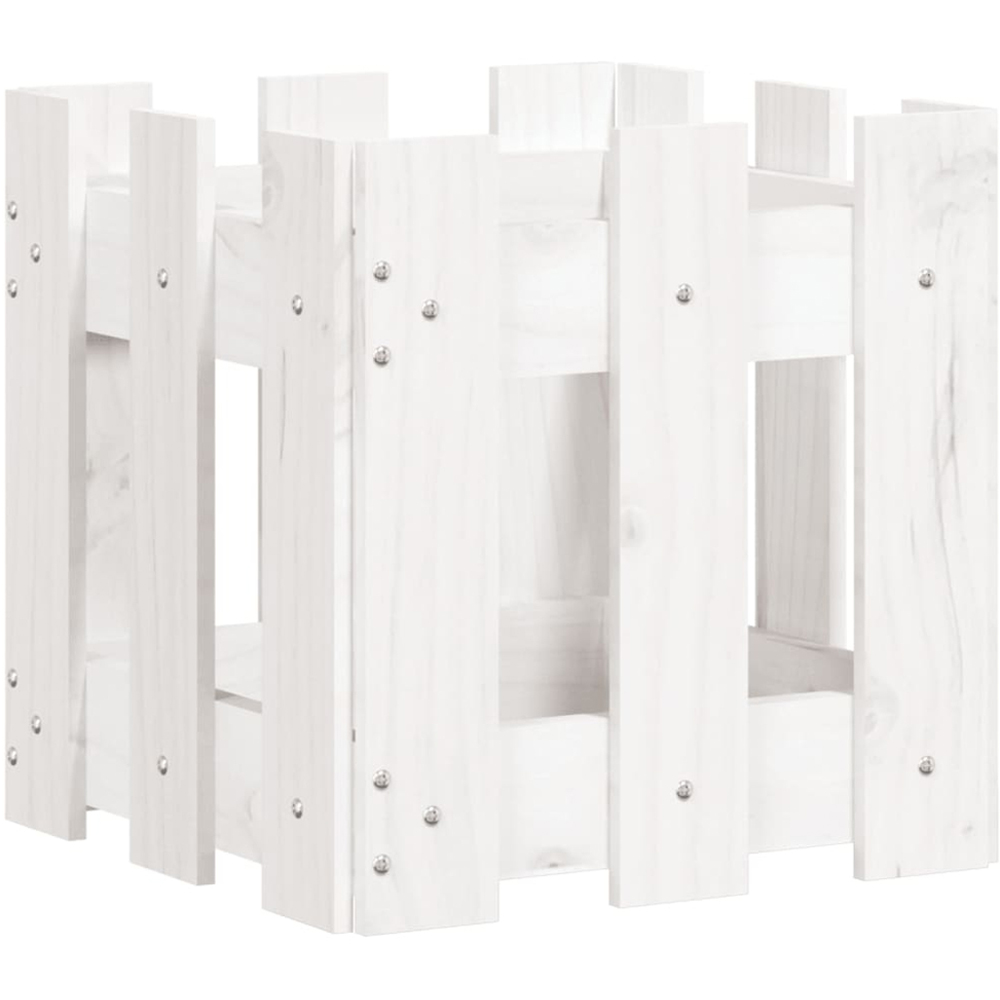vidaXL White Solid Pine Wood Square Garden Planter 30cm Image 1