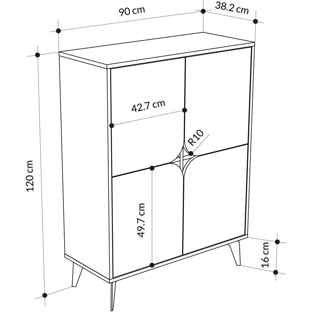 Decortie Spark 4 Door Sapphire Oak and White Cabinet Image 8