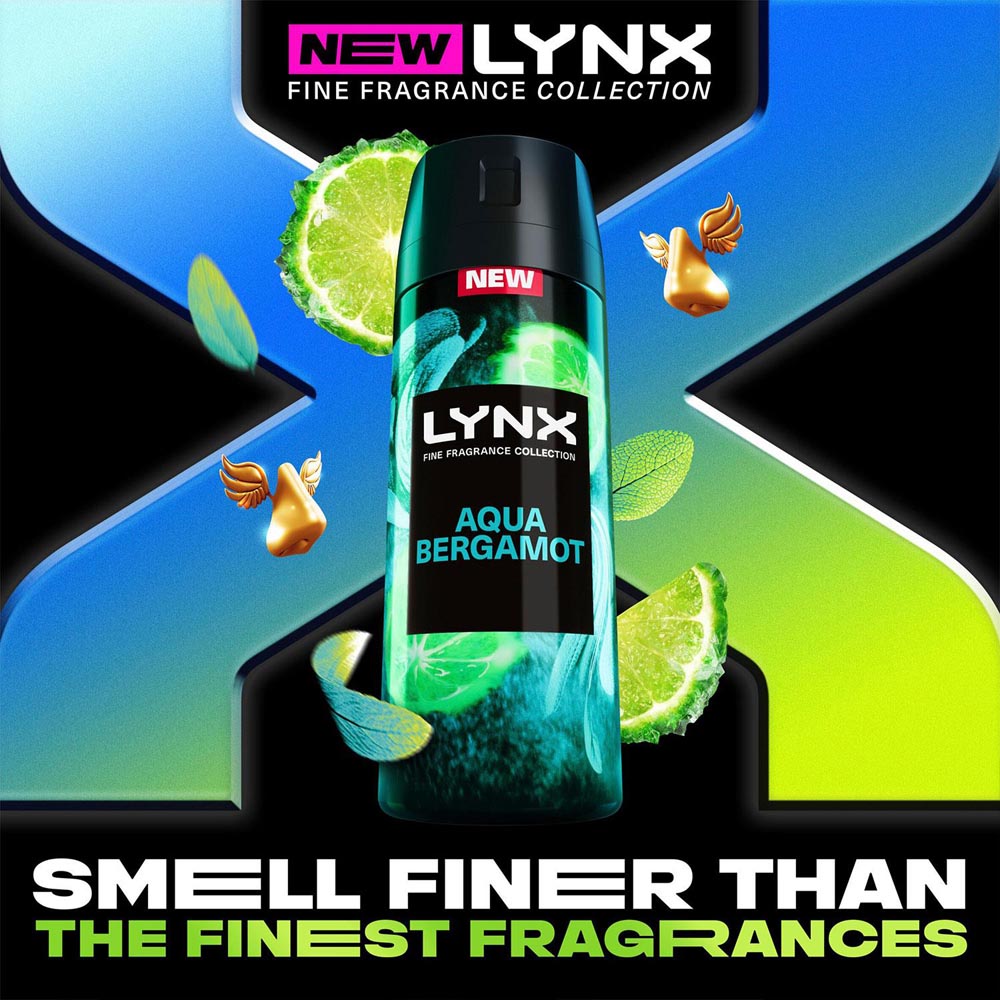 Lynx Fine Fragrance Collection Aqua Bergamot Deodorant Body Spray 150ml 24 Pack Image 8
