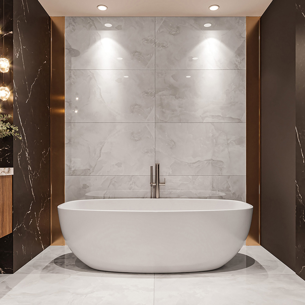 Top Ceramics Grey Marble Effect High Gloss Porcelain Wall Tile 1200 x 600mm Image 1