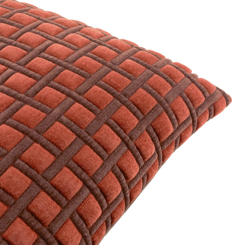 Furn Softie Cinnamon and Chocolate Grid Quilted Reversible Cushion 40 x 60cm Image 3