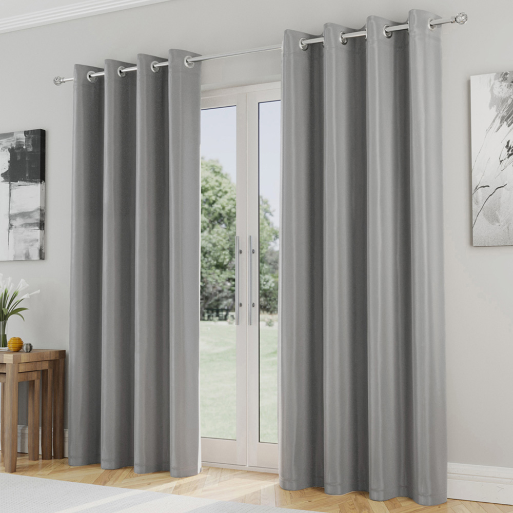 Enhanced Living Supersoft Grey Blackout Eyelet Thermal Curtains 229 x 229cm Image 1