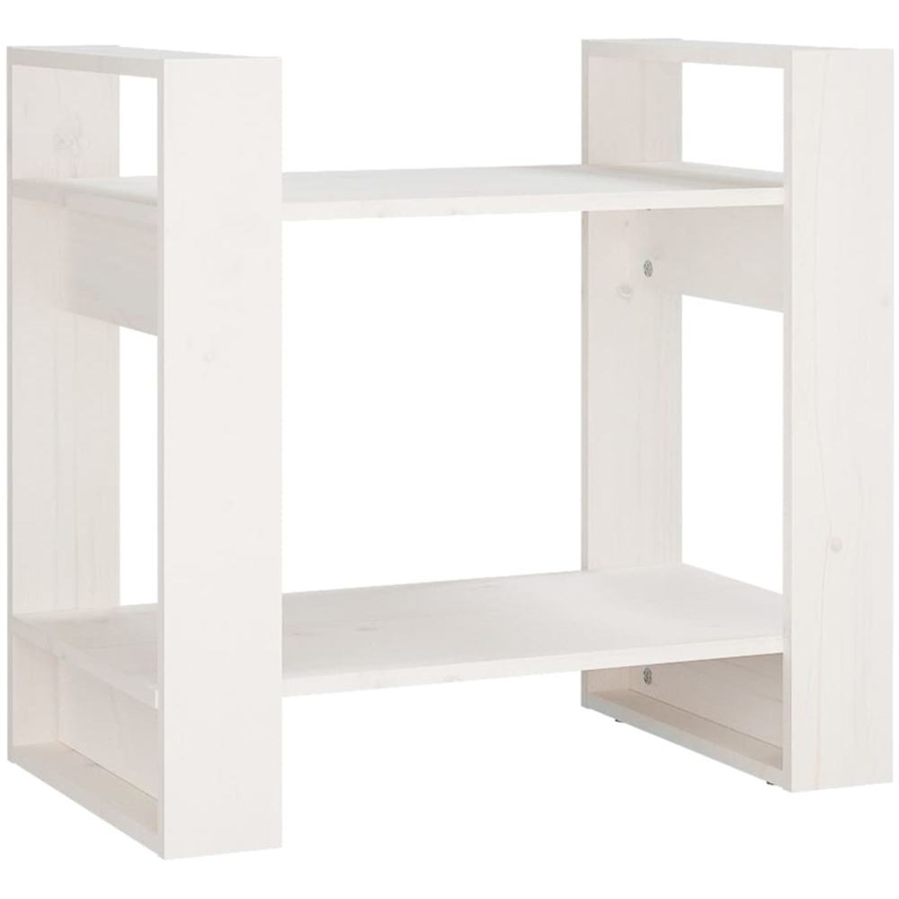 vidaXL 2 Shelf White Solid Pine Wood Bookcase Image 2