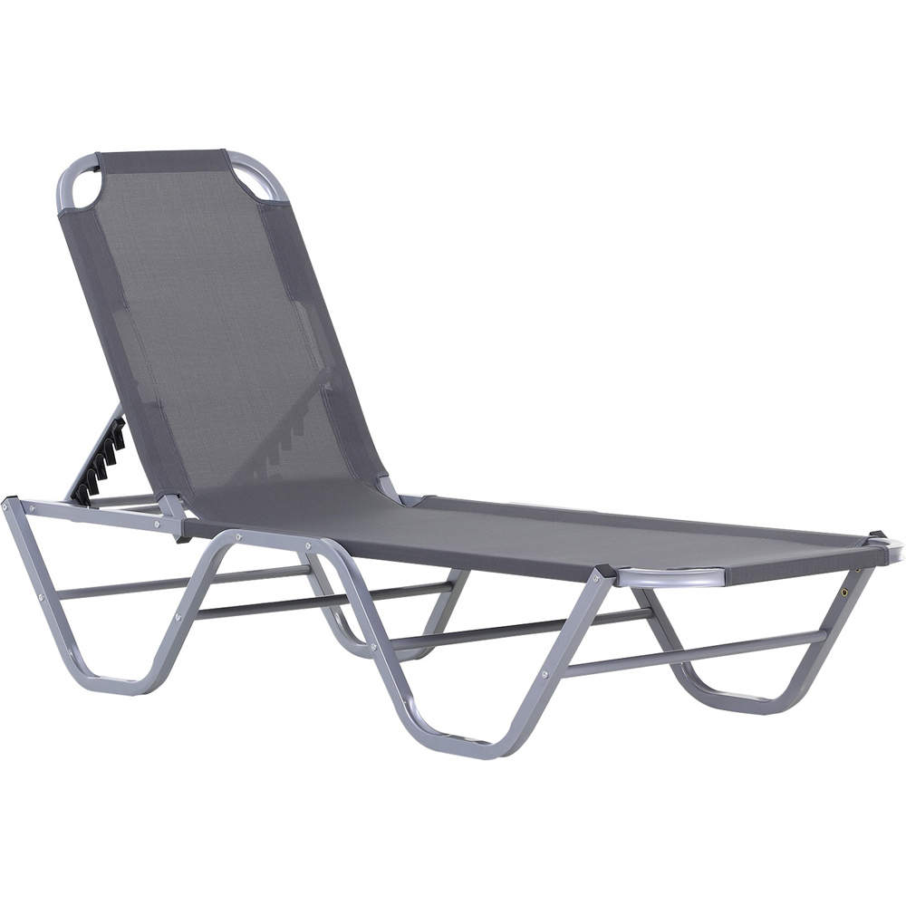 Outsunny Silver 5 Level Adjustable Sun Lounger Image 2