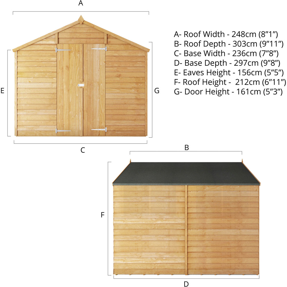 Mercia 10 x 8ft Double Door Overlap Apex Shed Image 7