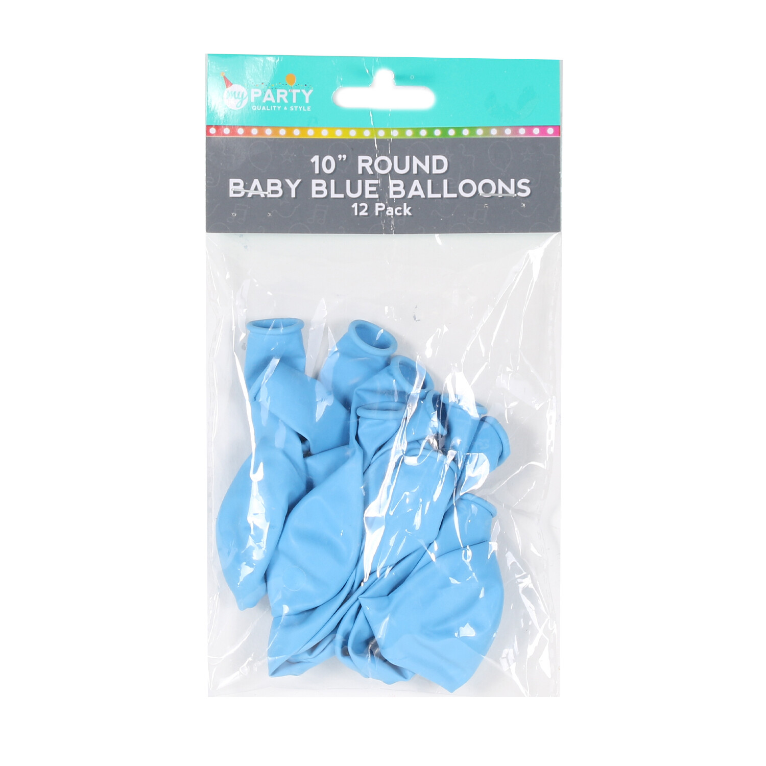 Pack of 12 10" Round Baby Balloons - Blue Image