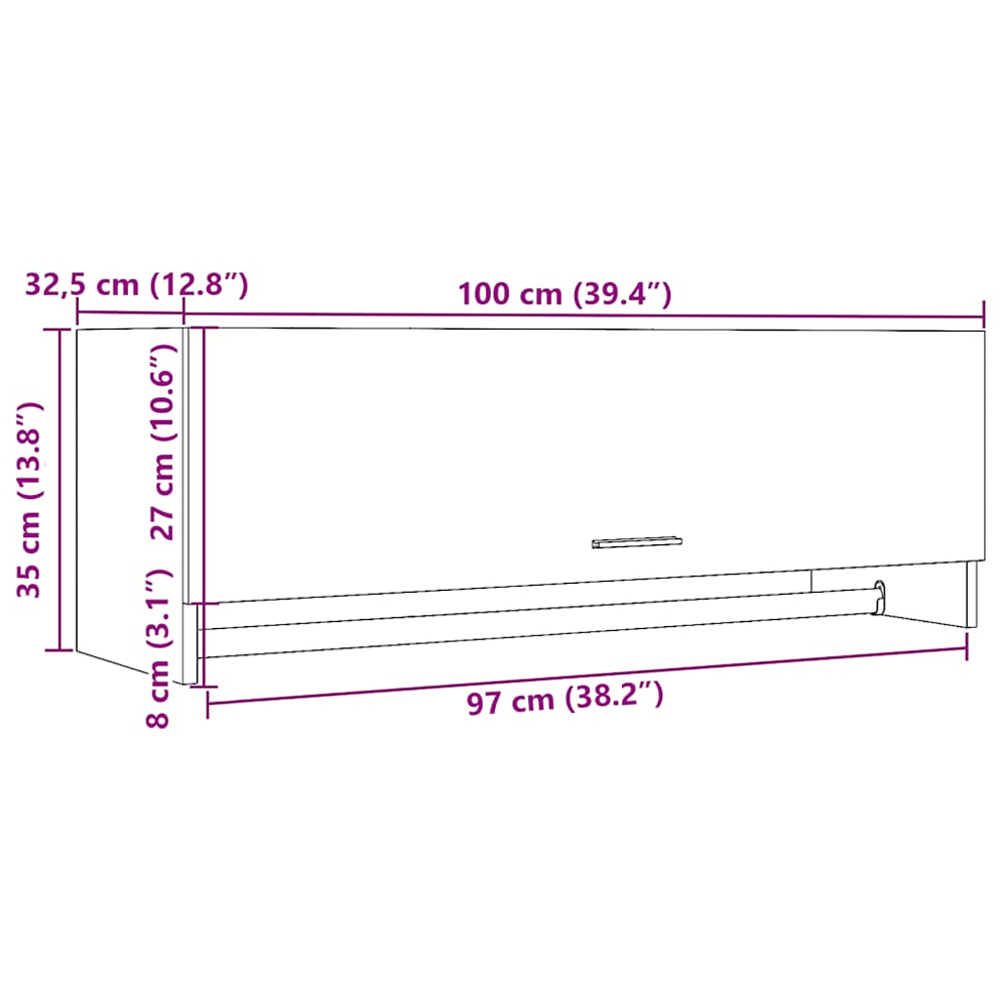 vidaXL Single Flap Door Old Wood Wardrobe with Hanger Bar Image 9