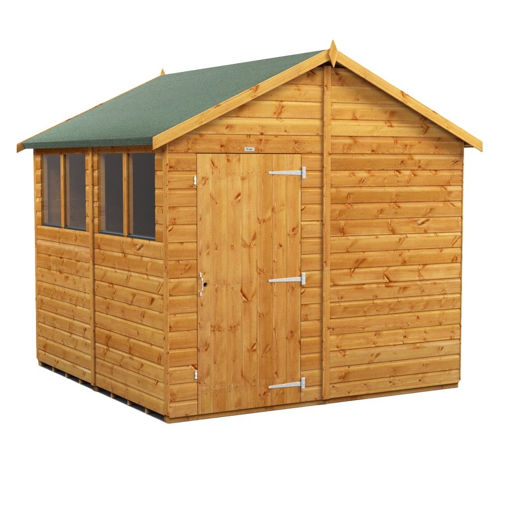 Power Sheds 8 x 8ft Apex Wooden Shed with Window Image 1
