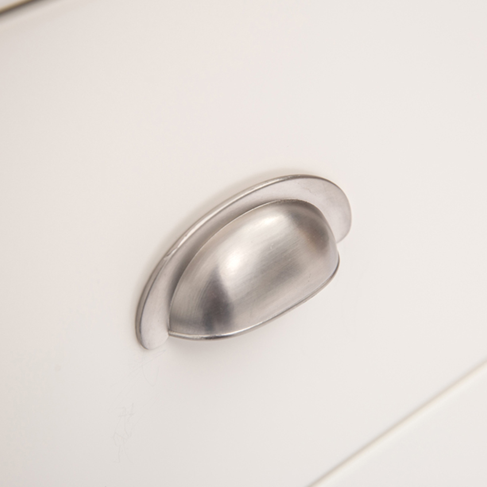 Cabinet Bits Cosenza 5 Drawer White Chrome Cup Handle Chest of Drawers Image 7