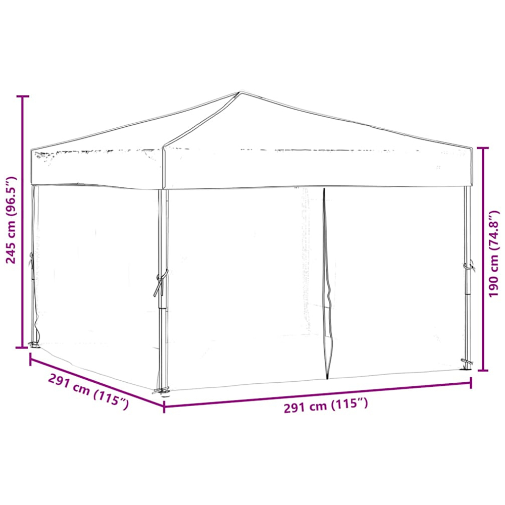 vidaXL 3 x 3m Cream Foldable Party Tent with Sidewalls Image 9