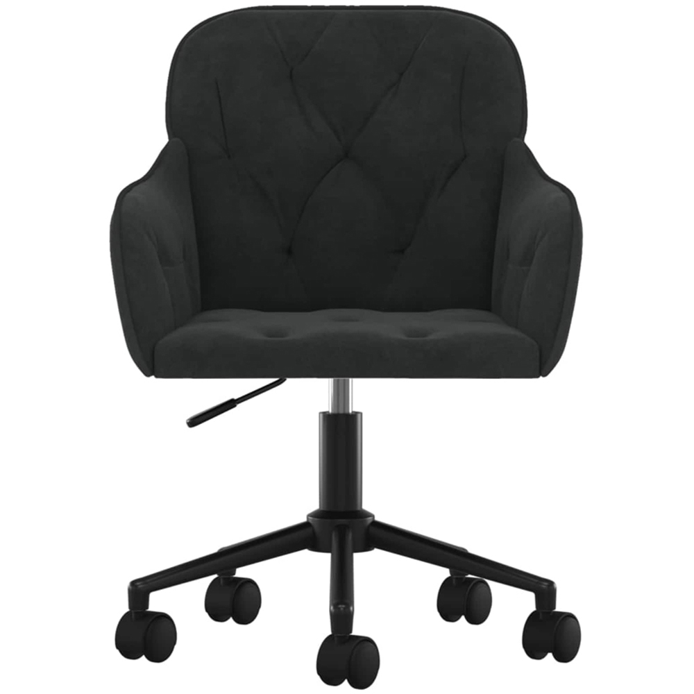 vidaXL Set of 2 Black Velvet Height-Adjustable Swivel Dining Chair with Wheels Image 4