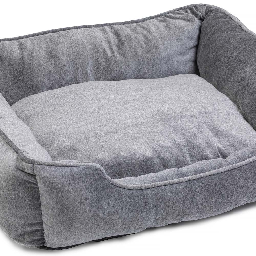 House Of Paws Grey Velvet Square Dog Bed Large Image 2