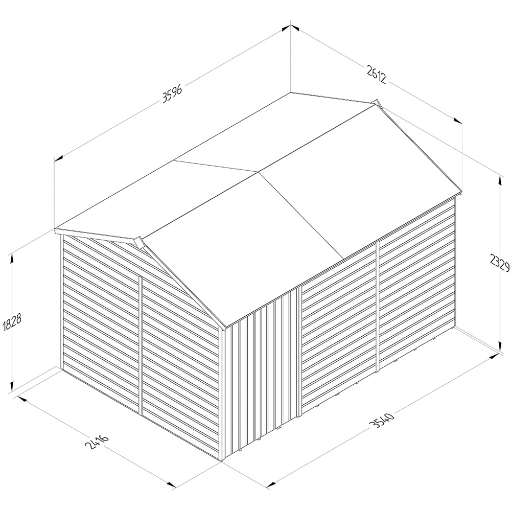 Forest Garden Beckwood 12 x 8ft Double Door Shiplap Reverse Apex Shed Image 9