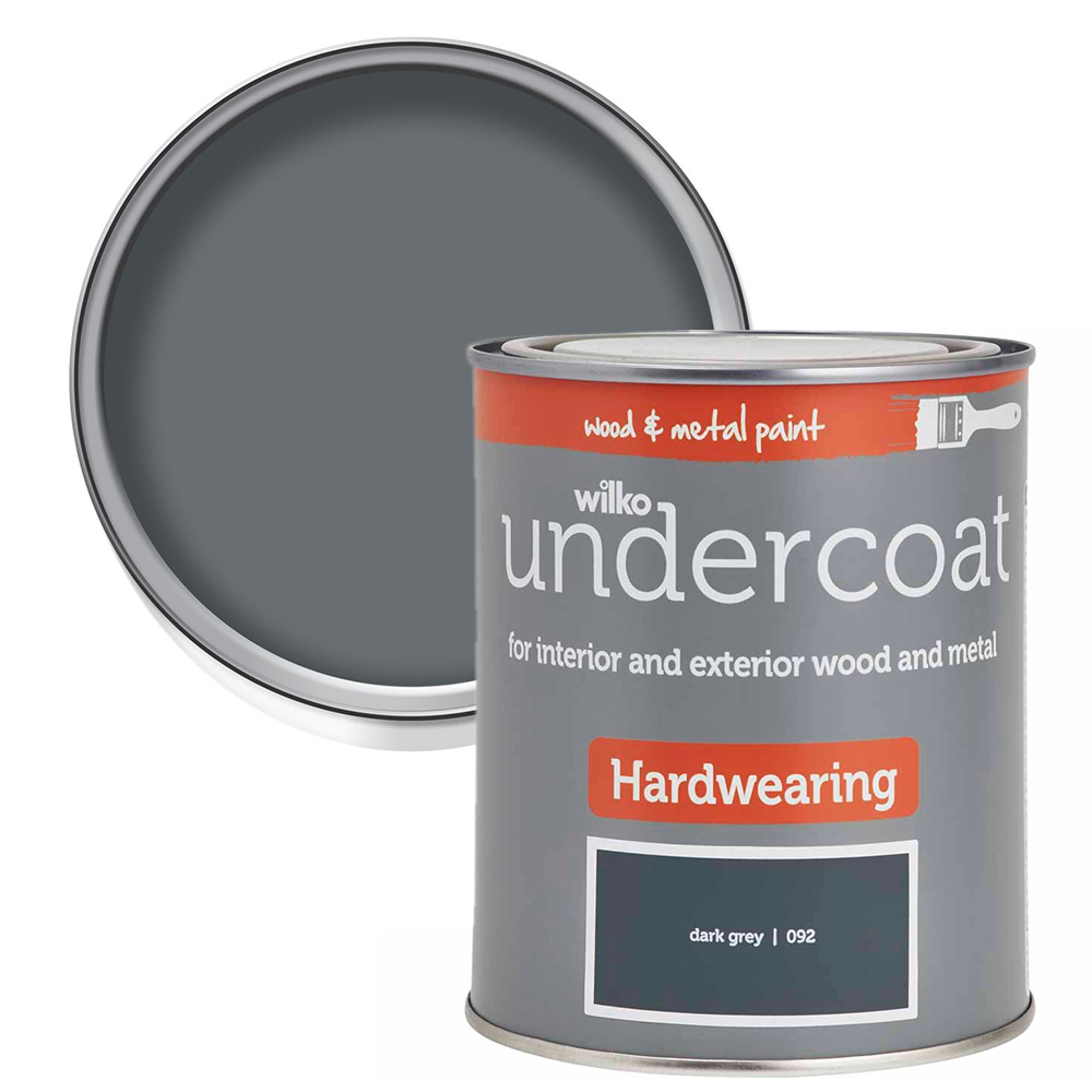 Wilko Wood and Metal Dark Grey Hardwearing Undercoat 750ml Image 1