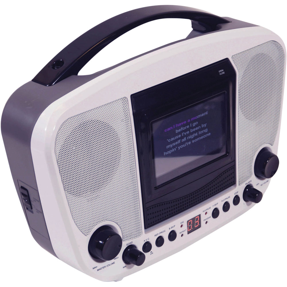 Mr Entertainer Black and White Portable CDG Bluetooth Karaoke Player Image 1