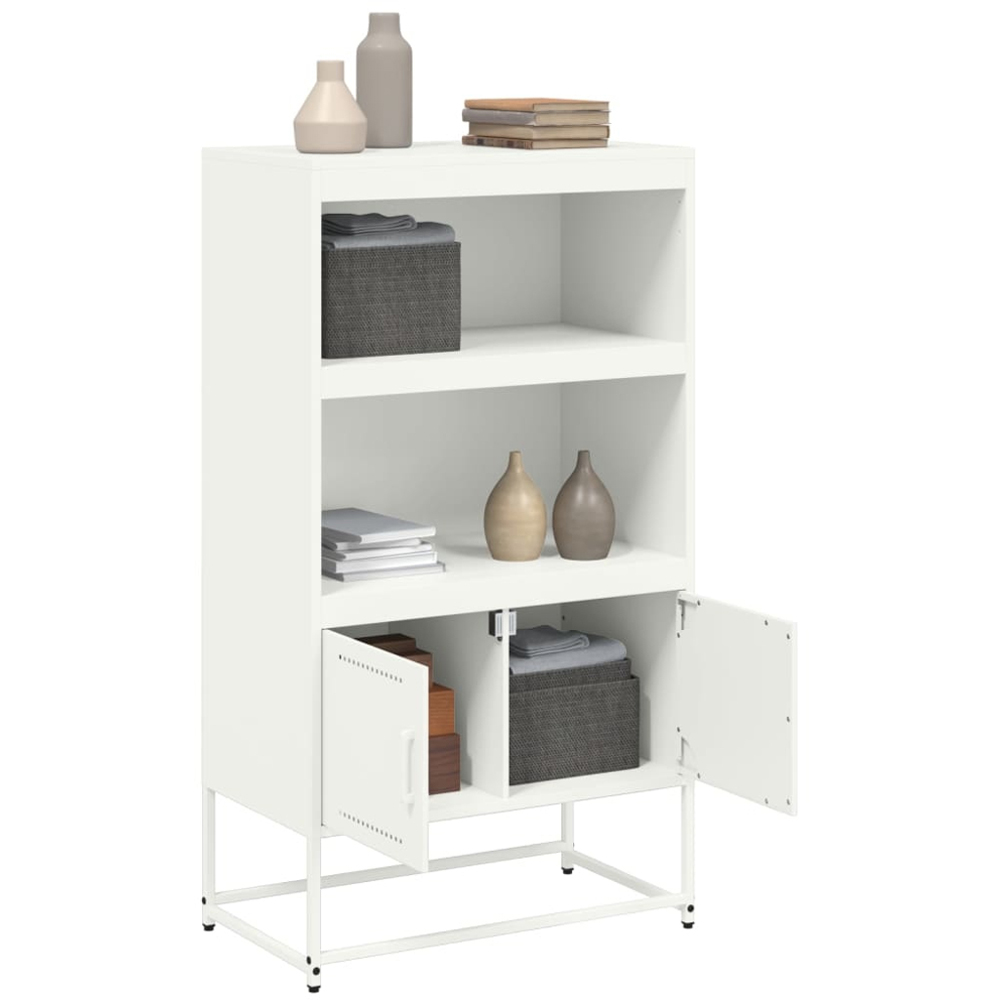 vidaXL 2 Door 2 Shelf White Steel Highboard Image 5