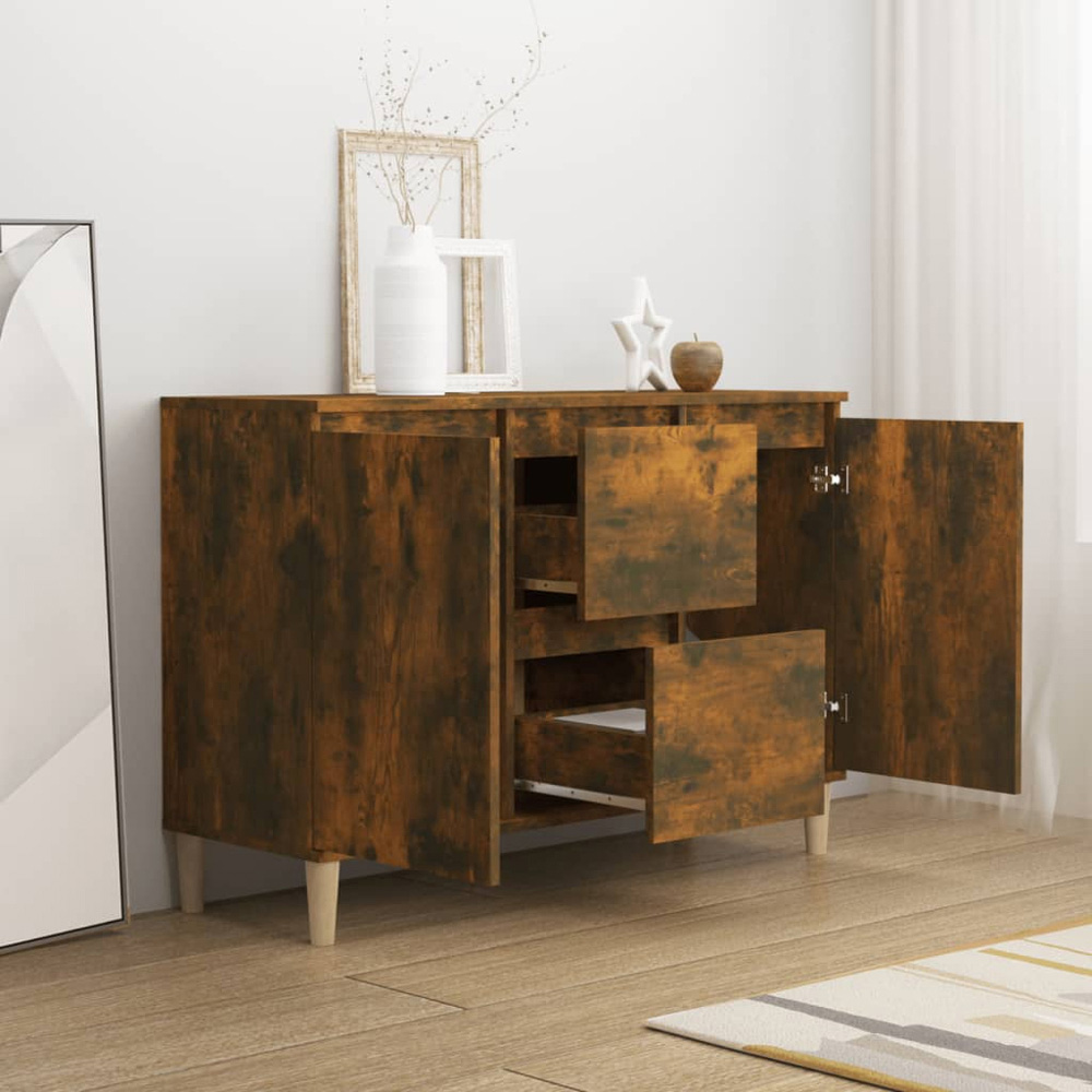 vidaXL 2 Door 2 Drawer Smoked Oak Sideboard Image 7