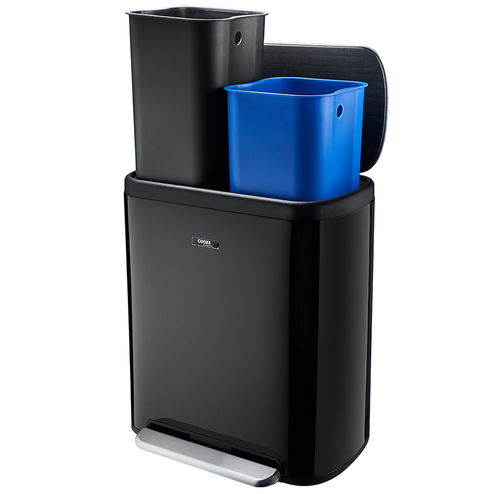 Cooks Professional Dual Recycle Matt Black Single Pedal Bin 60L Image 5