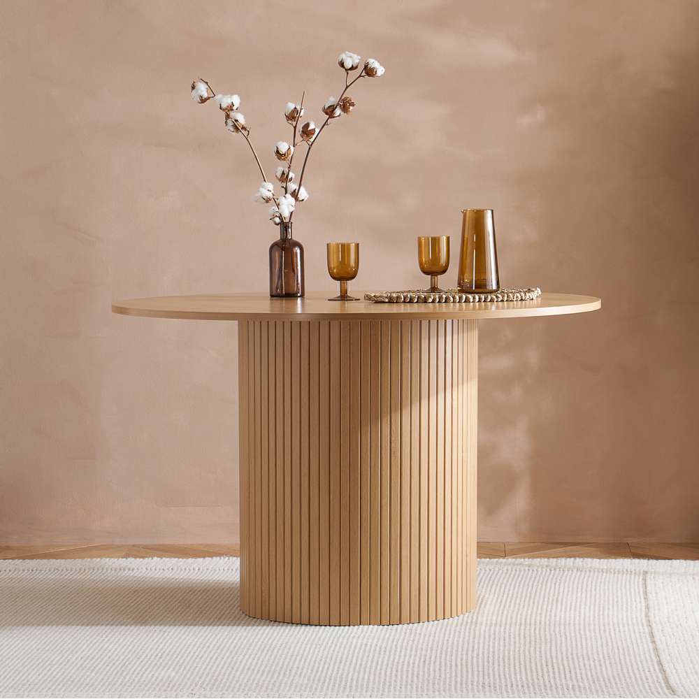 Birlea Axel 4 Seater Round Fluted Dining Table Brown Image 7