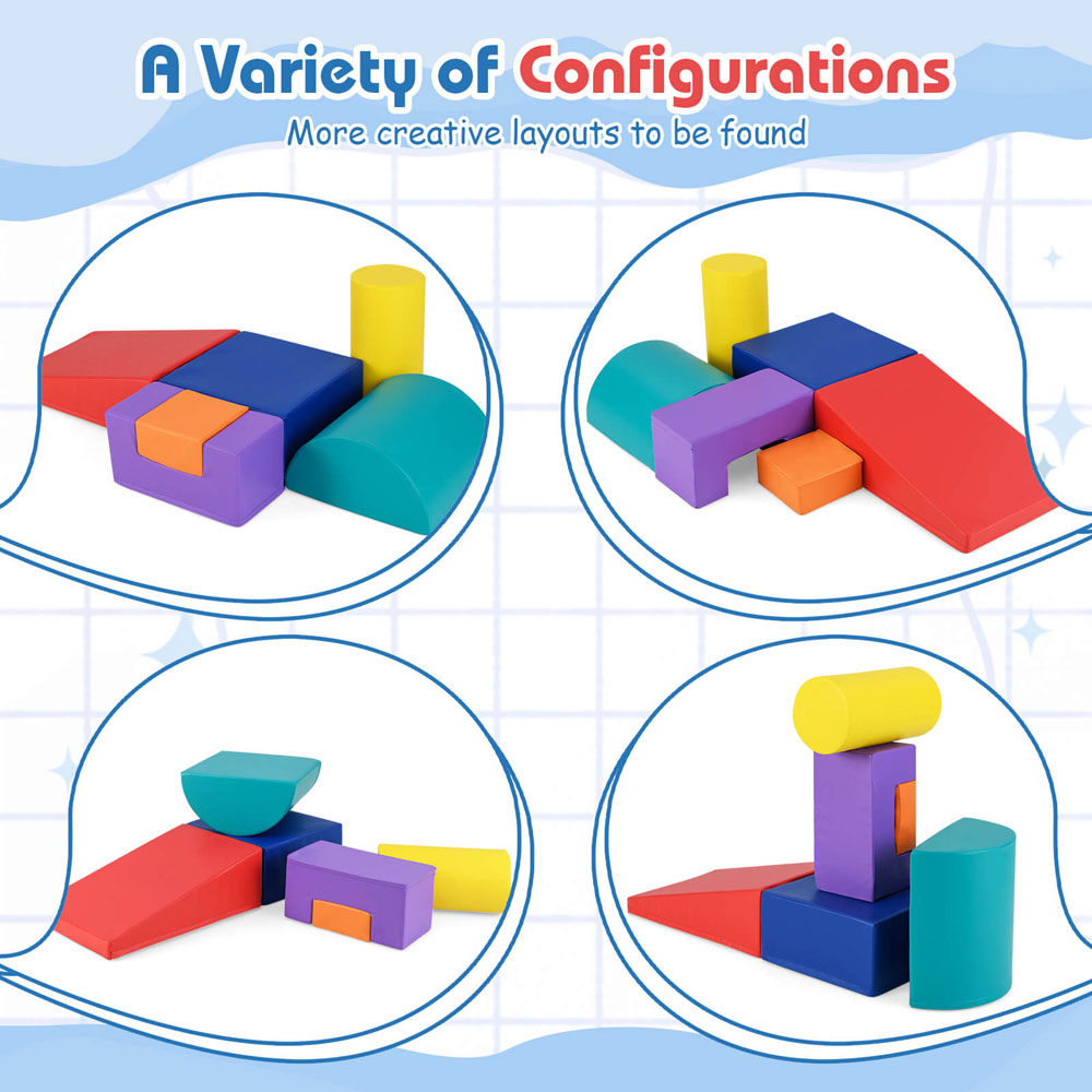 Costway Colourful Toddler Foam Climbing Blocks with PU Cover Image 6