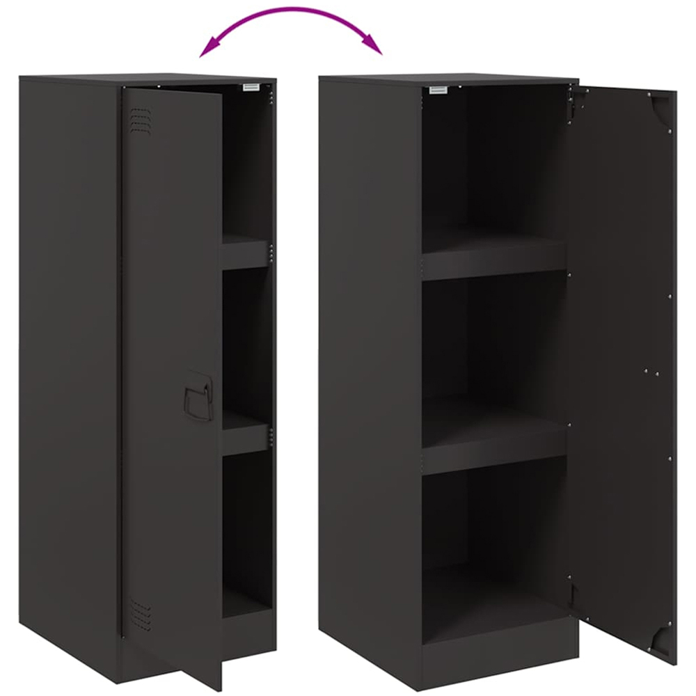 vidaXL Single Door Black Steel Sideboard Image 8
