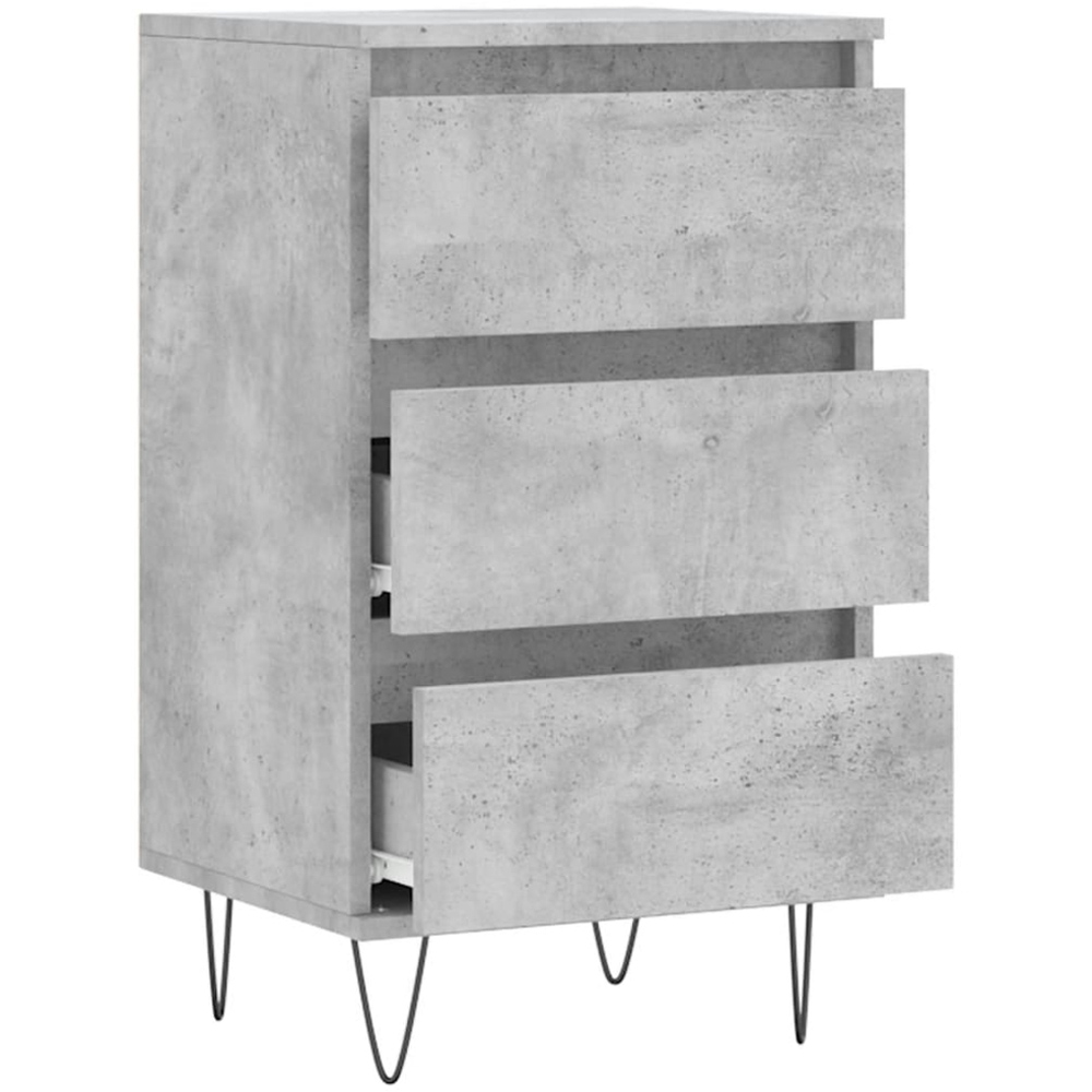 vidaXL 3 Drawer Concrete Grey Wooden Sideboard Image 6
