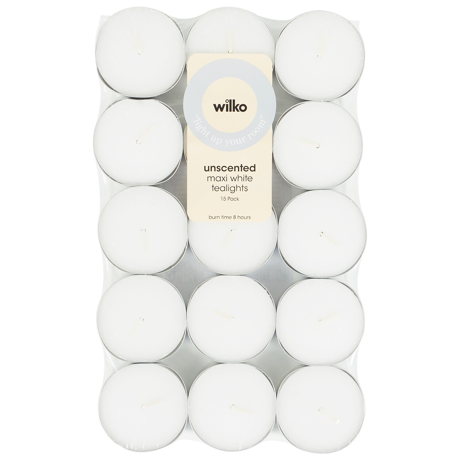 Pack of 15 White Unscented Maxi Tealights White Image 1
