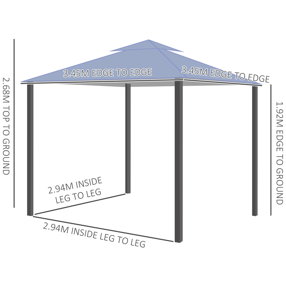 Outsunny 3.45 x 3.45m 2 Tier Grey Roof Gazebo Image 6