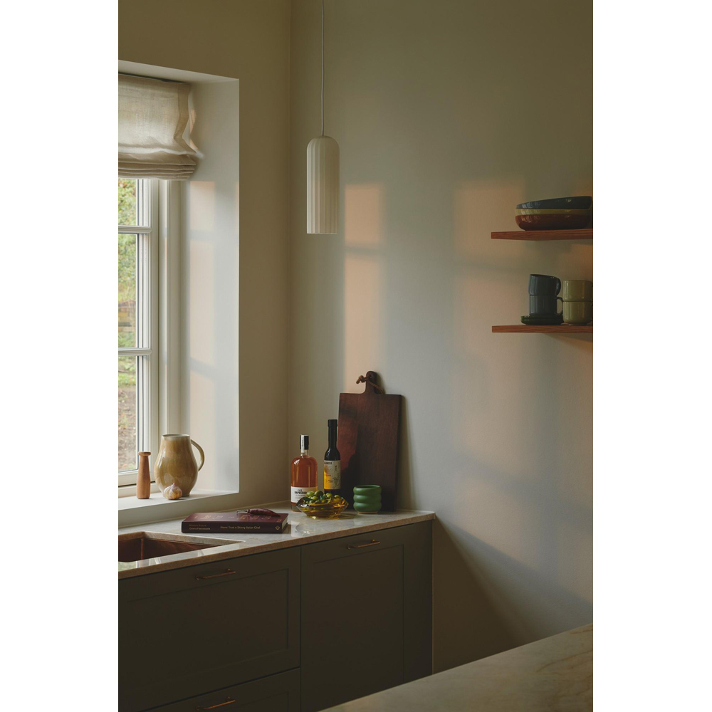 Nordlux Miella E27 Opal White Fluted Glass Pendant Light Image 6