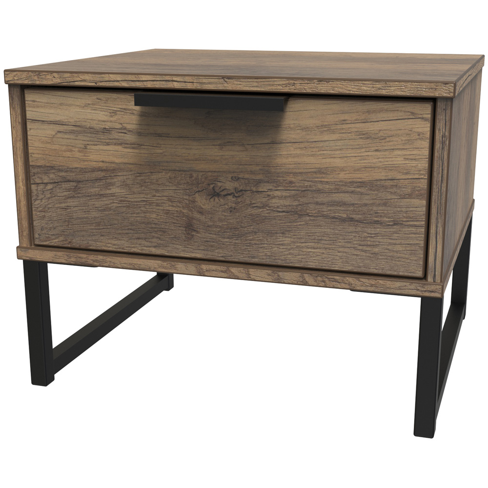 Crowndale Hong Kong Single Drawer Vintage Oak Side Table Ready Assembled Image 2