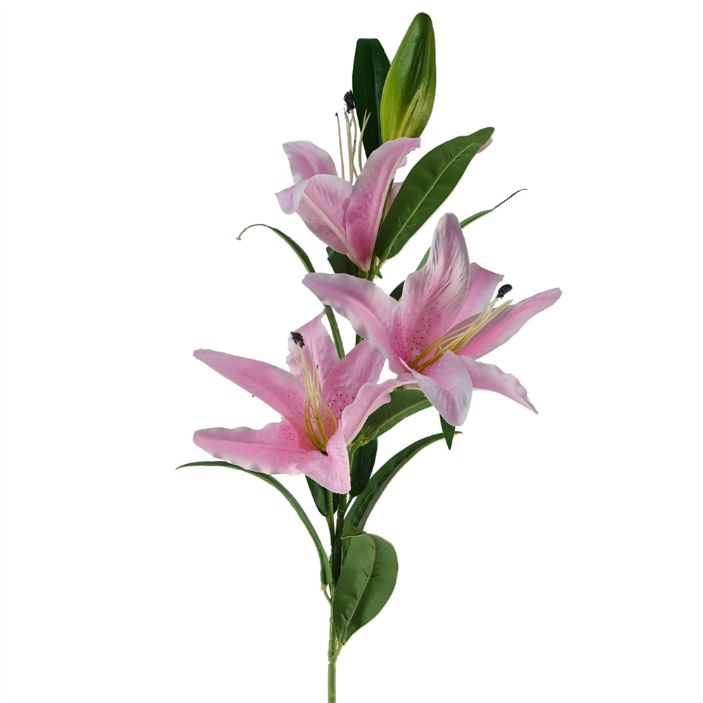 Leaf Large Pink Lily Single Stem Artificial Flower 3.3ft 6 Pack Image 5