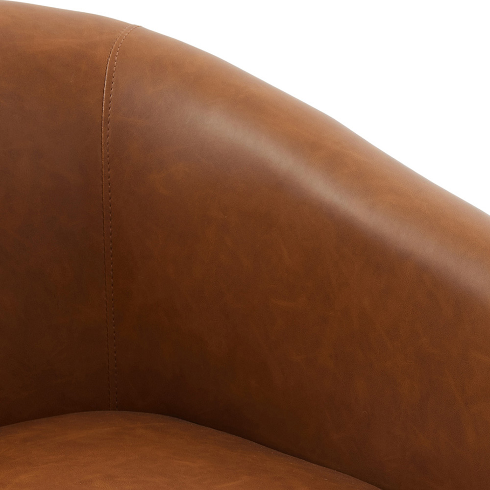Living and Home Brown PU Leather Retro Swivel Armchair Image 7