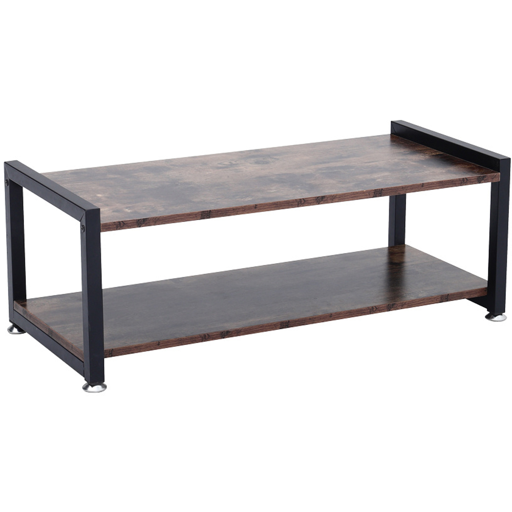 H&O Direct 2 Tier Brown Wooden Shoe Rack Image 1
