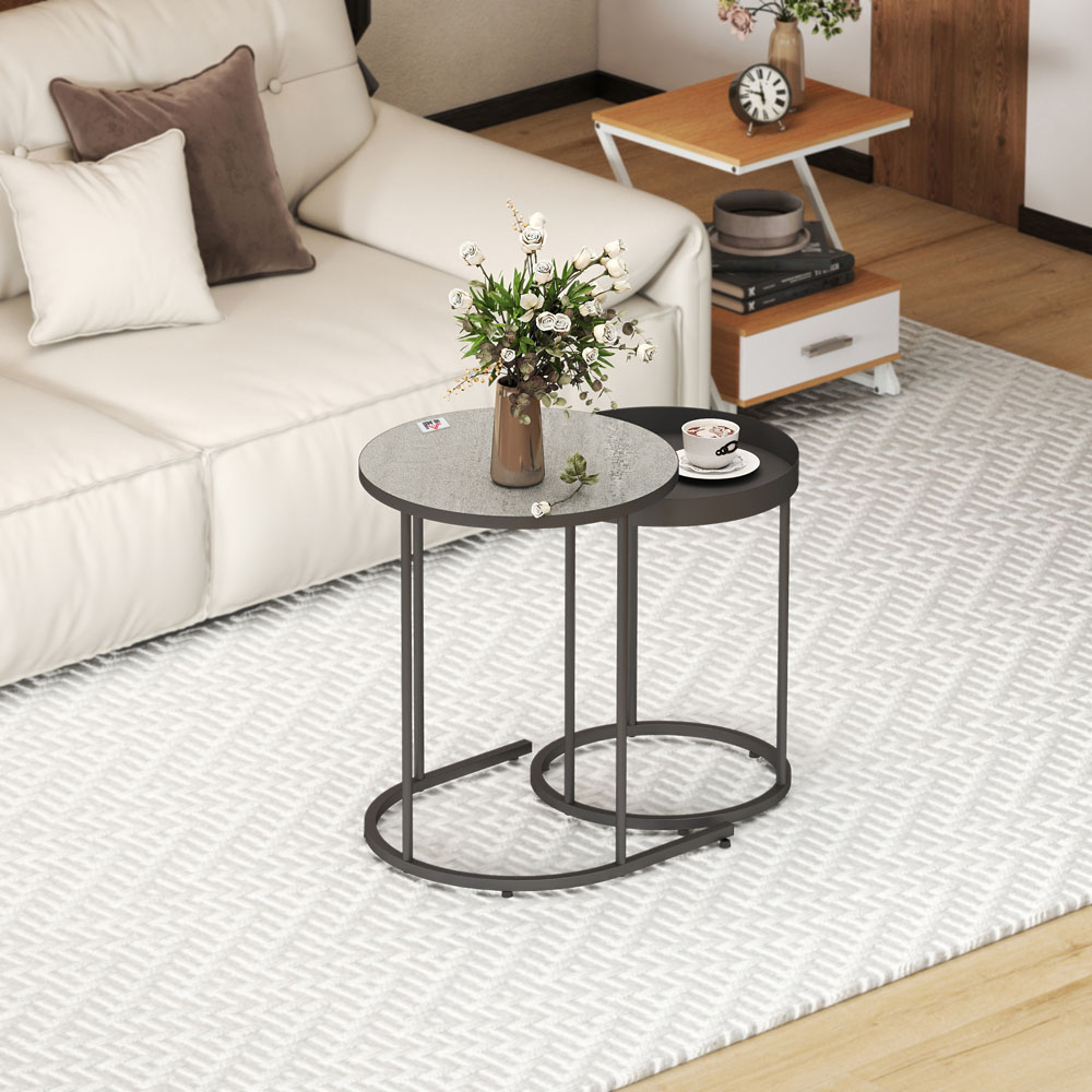 Portland Grey Industrial Round Nest of Tables Set of 2 Image 5