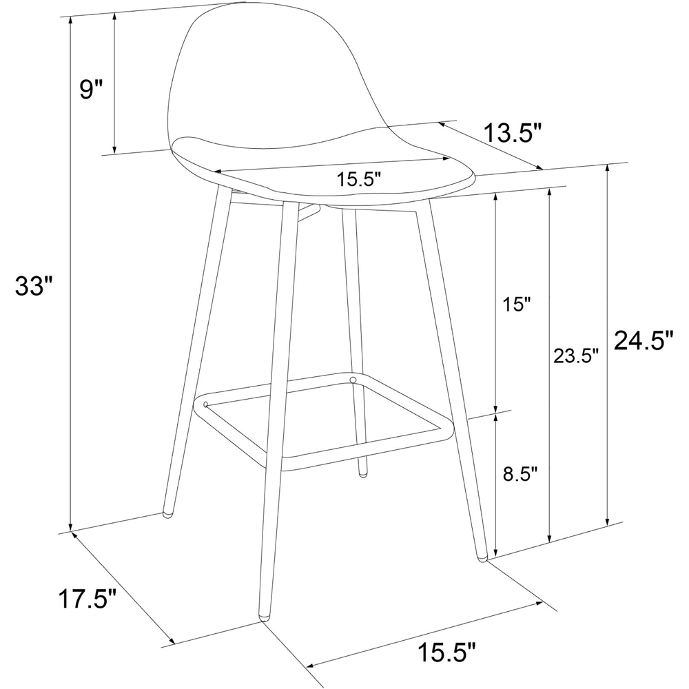 Dorel Calvin Grey Upholstered Counter Stool Image 6