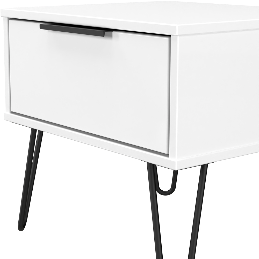 Crowndale Hong Kong Single Drawer Matt White Side Table Ready Assembled Image 3