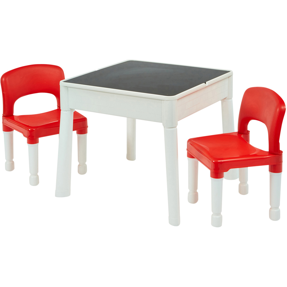 Liberty House Toys Kids 6-in-1 Red and White Activity Table and 2 Chairs Set Image 4