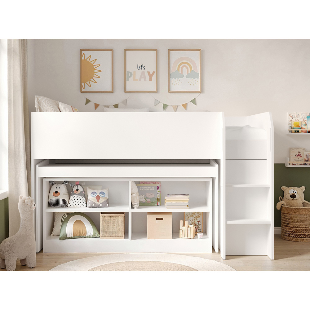 Flair Aiden Single White Cabin Bed Mid Sleeper Image 7