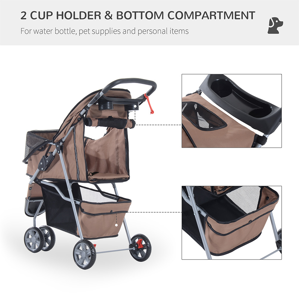 PawHut 3 Wheel Pet Stroller Brown Image 6