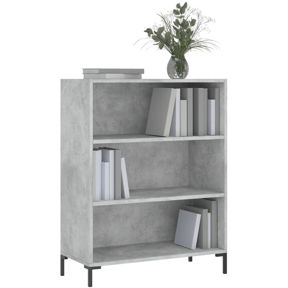 vidaXL 3 Shelf Concrete Grey Bookcase Image 3