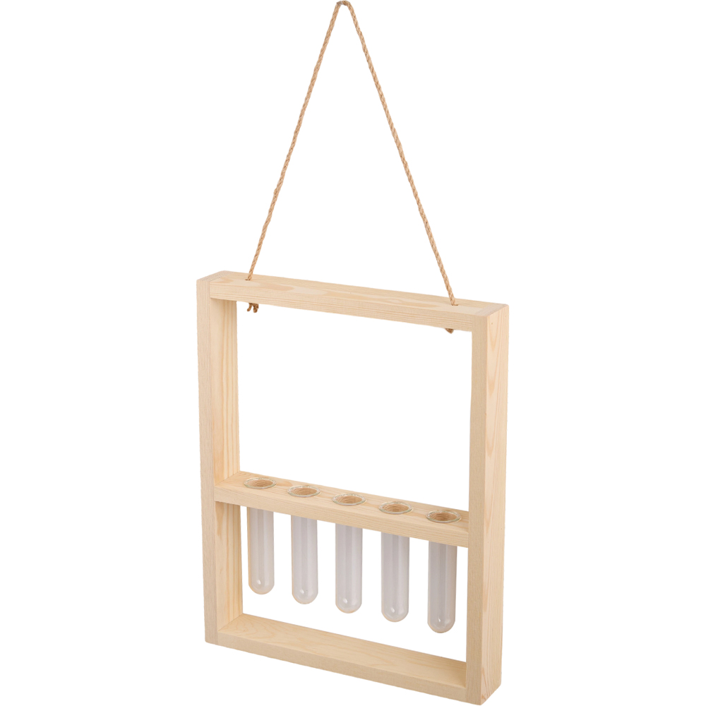 Living and Home 5 Tube Natural Wood Wall Mounted Plant Propagation Station Image 4