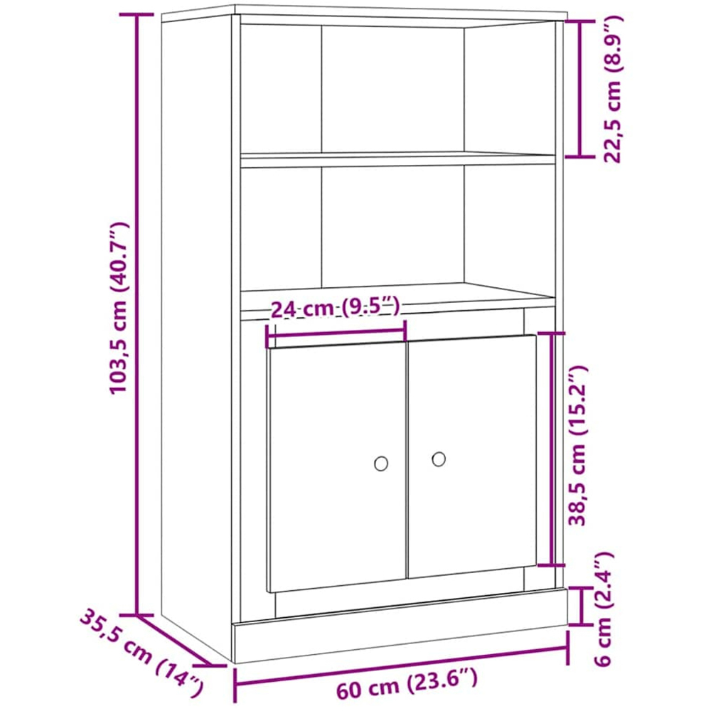vidaXL 2 Door 2 Shelf Artisan Oak Highboard Image 9