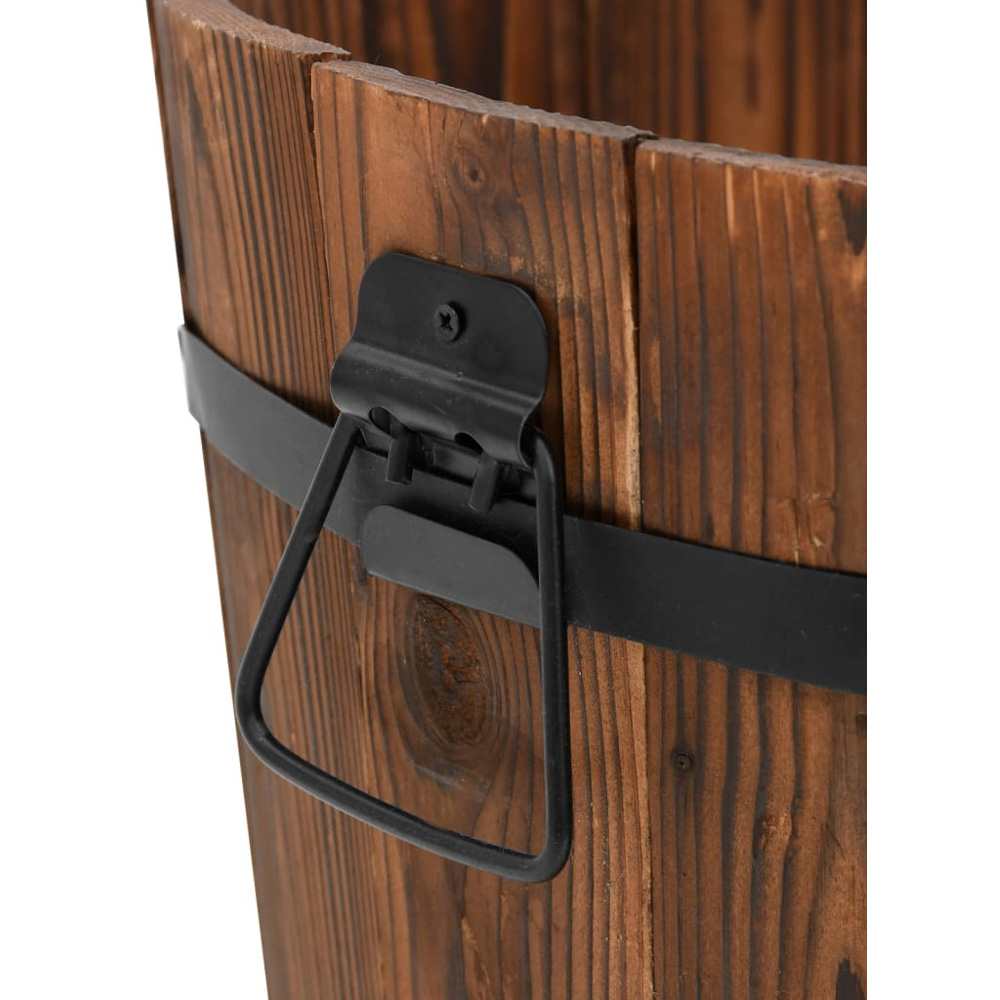 vidaXL Brown Fir Wood Garden Bucket Planter 3 Pack Image 4