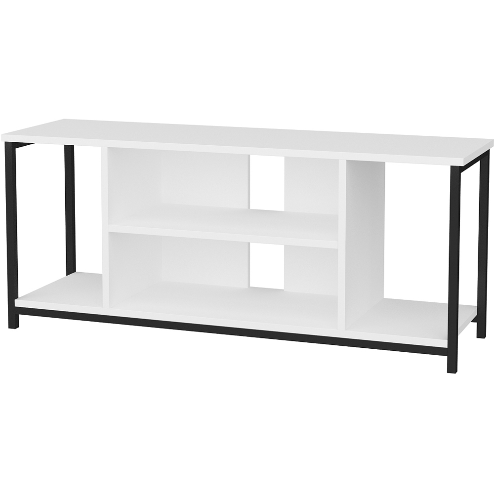 Decorotika Rinaldo 4 Open Shelf Black and White Wide TV Unit Image 2