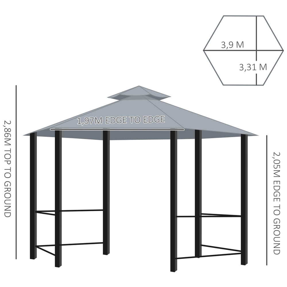 Outsunny 3 x 3m 3 Tier Grey Canopy Gazebo with Sides Image 6