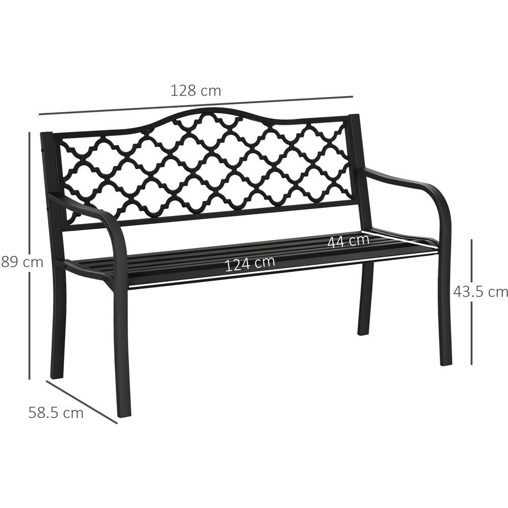 Outsunny 2 Seater Black Cast Iron Antique Bench with Armrest Image 8